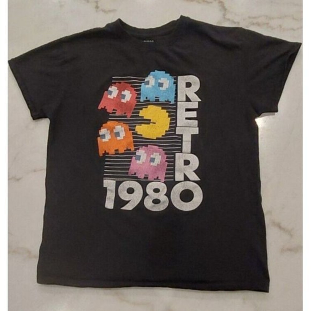 PAC MAN RETRO 1980 Black short sleeve t shirt Video Games‎ 80’s PacMan Size Med